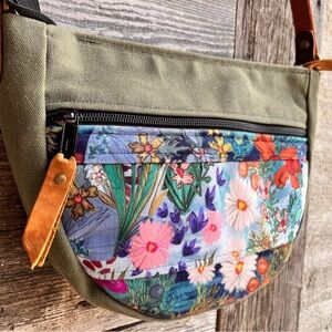 Ragmaw Joni velvet Floral patchwork Crossbody Bag- Made in Canada